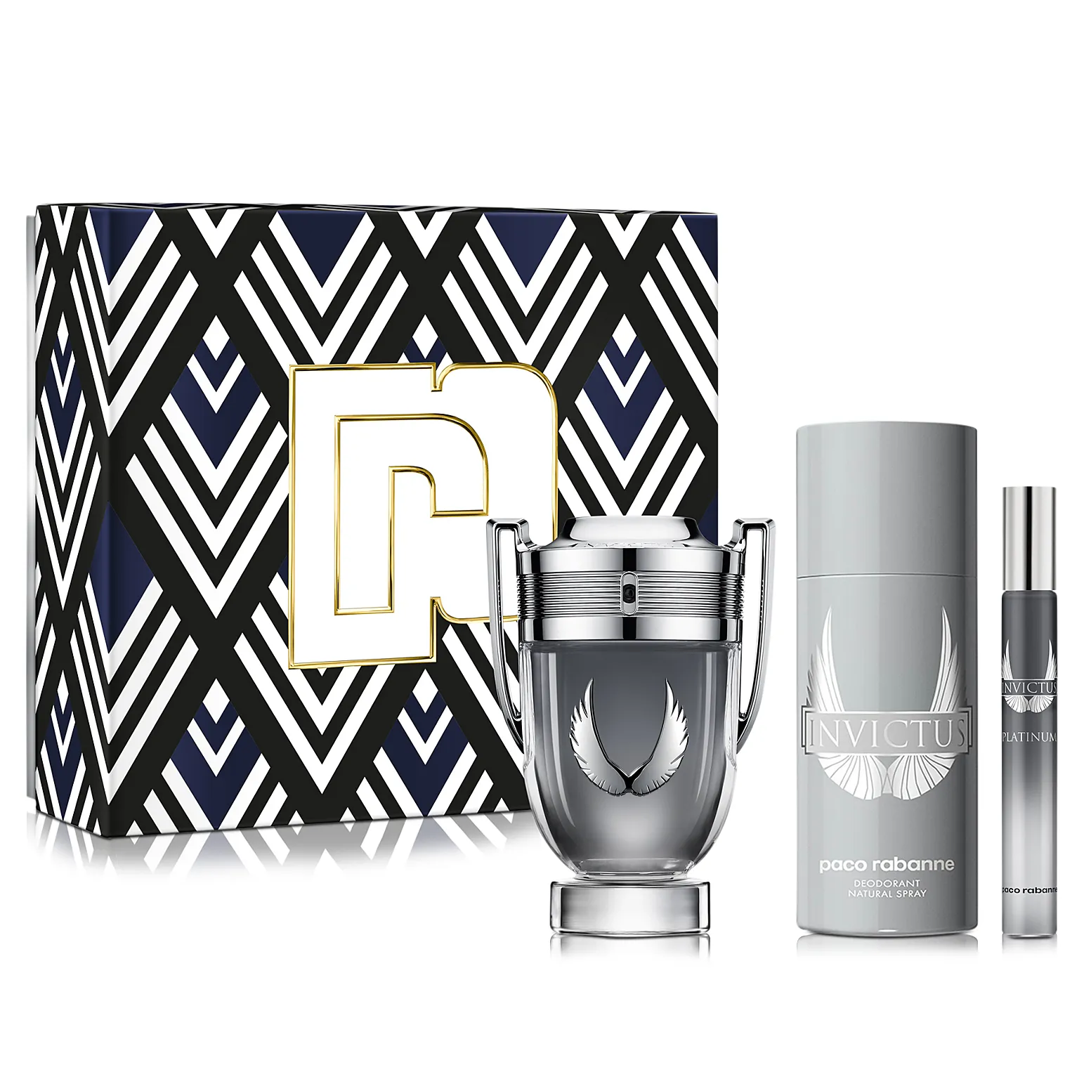 Invictus Platinum by Paco Rabanne 100ml EDP 3 Piece Gift Set