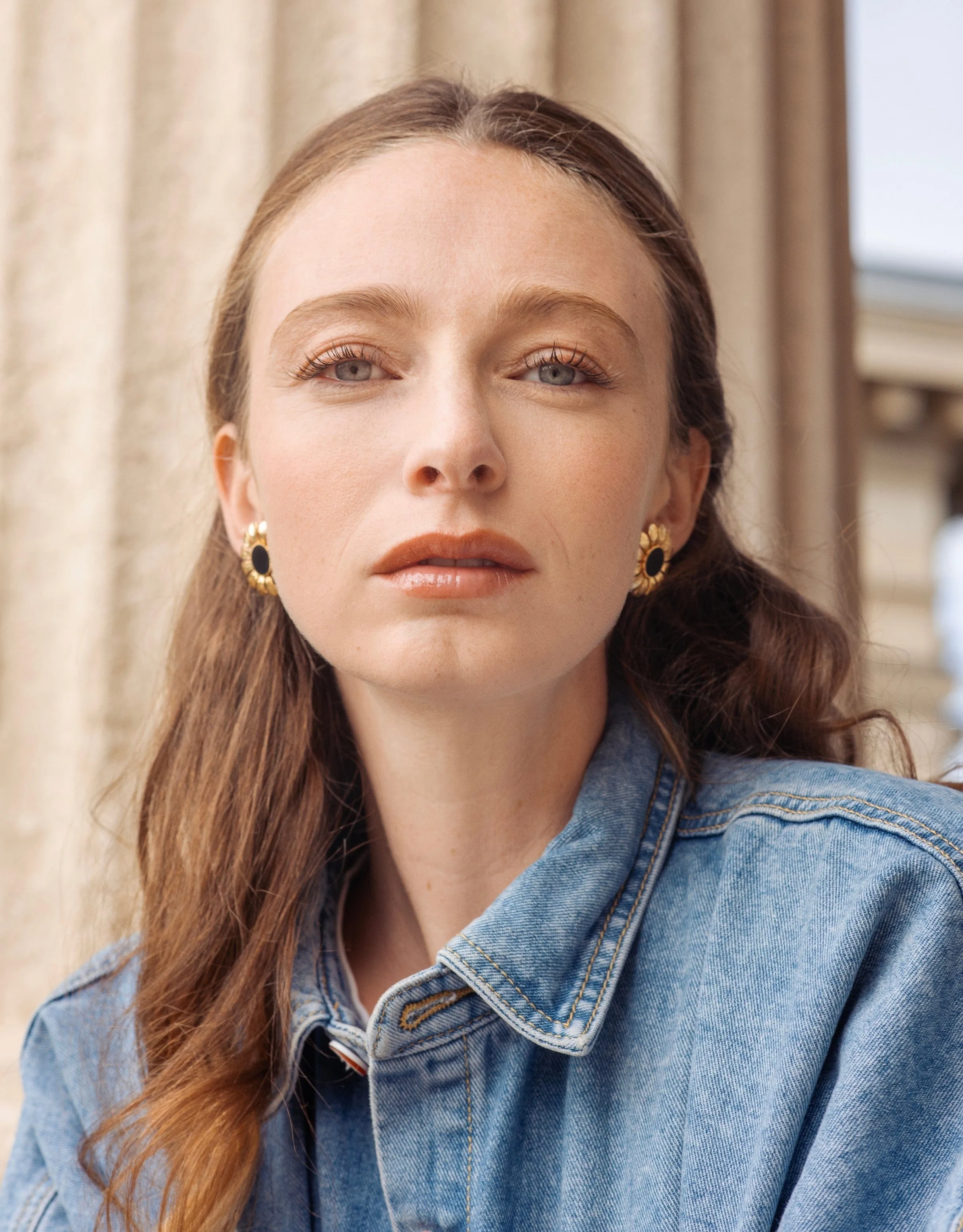 Margaret 24ct Gold Plated Stud Earrings | Black & Gold