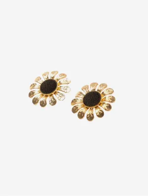 Margaret 24ct Gold Plated Stud Earrings | Black & Gold