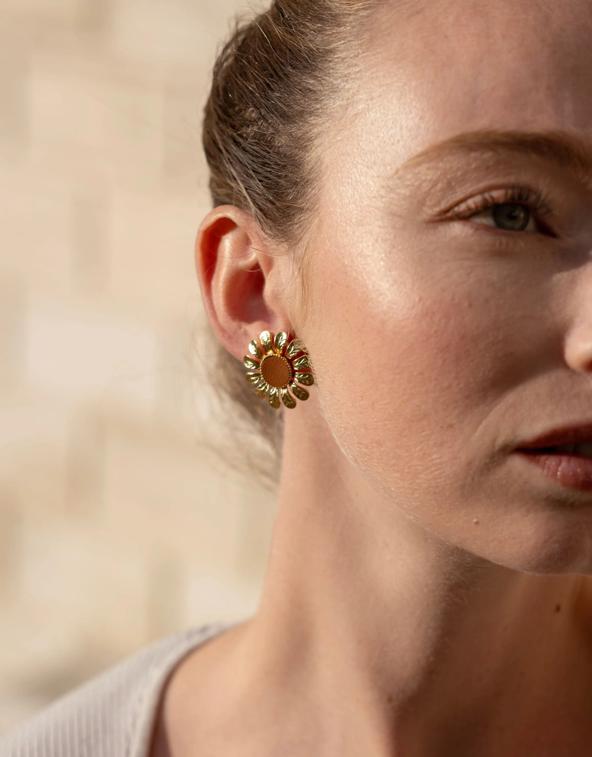 Margaret 24ct Gold Plated Stud Earrings | Camel & Gold